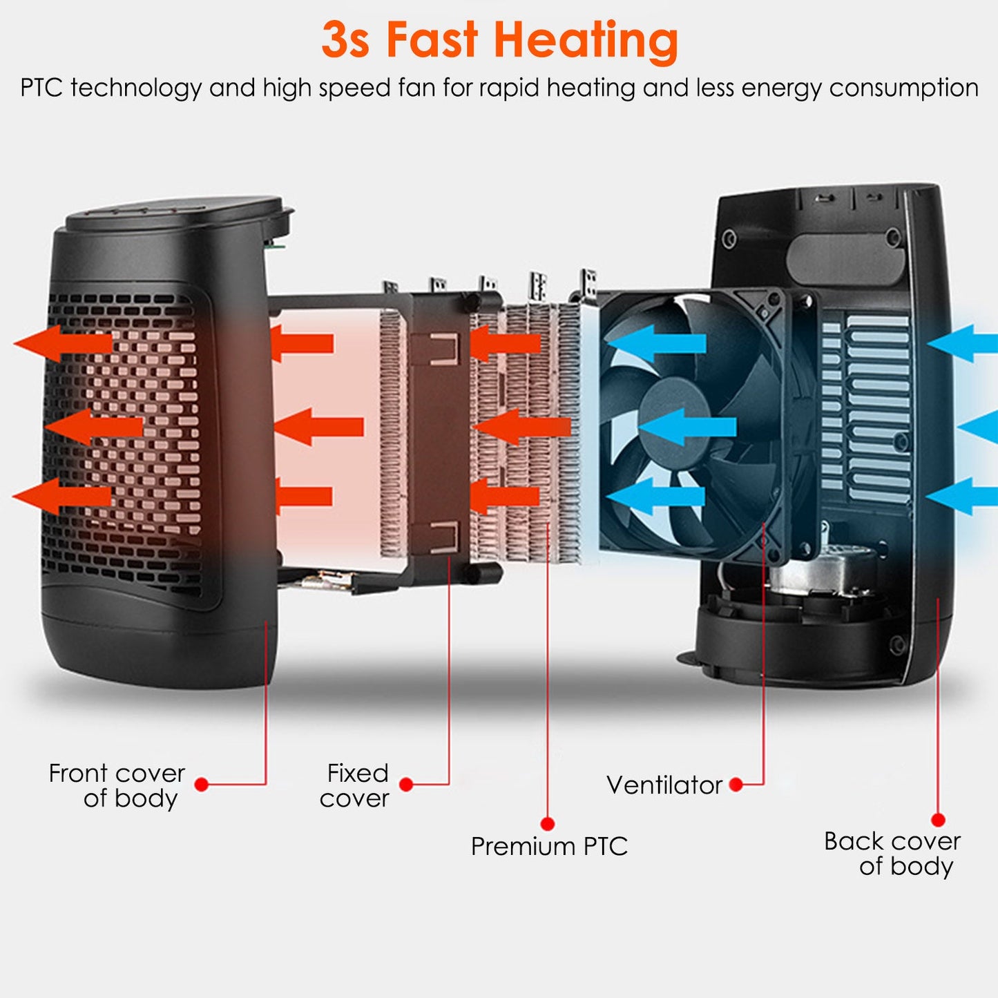 1500W Ceramic Space Heater with Oscillation & Tip-Over Protection