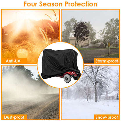 Scooter Protective Cover Waterproof Motorcycle Mobility Wheelchair Shelter Protector with Storage Bag against Sun Water Dust 74.8x28x46.1in