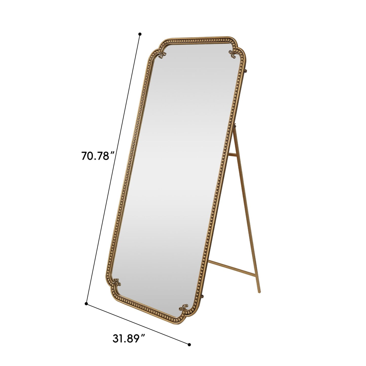 Full Length Mirror With Stand, Floor Standing Dressing For Bedroom - Antique Gold