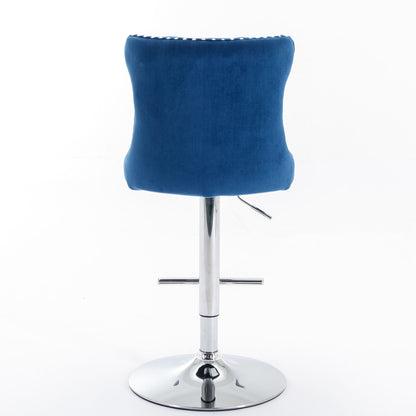 Swivel Barstools Adjusatble Seat Height From 25-33", Modern Upholstered Base Bar Stools With Backs Comfortable Tufted For Home Pub And Kitchen Island (Set of 2)