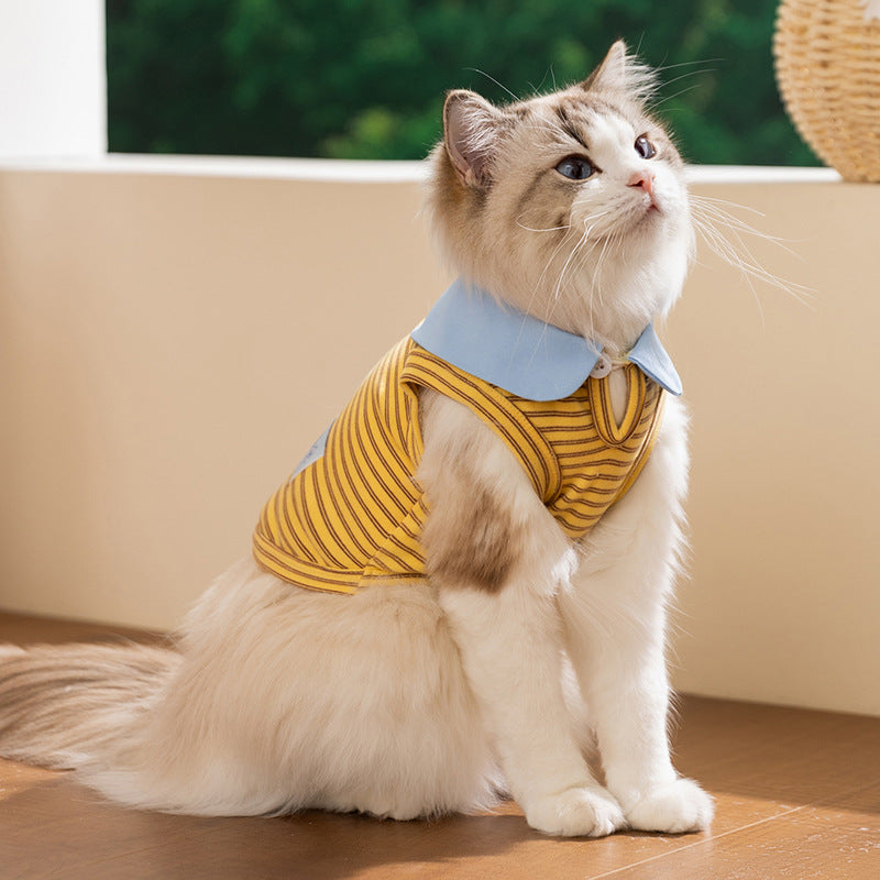 Breathable Thin-Style Striped Tank Top For Cats