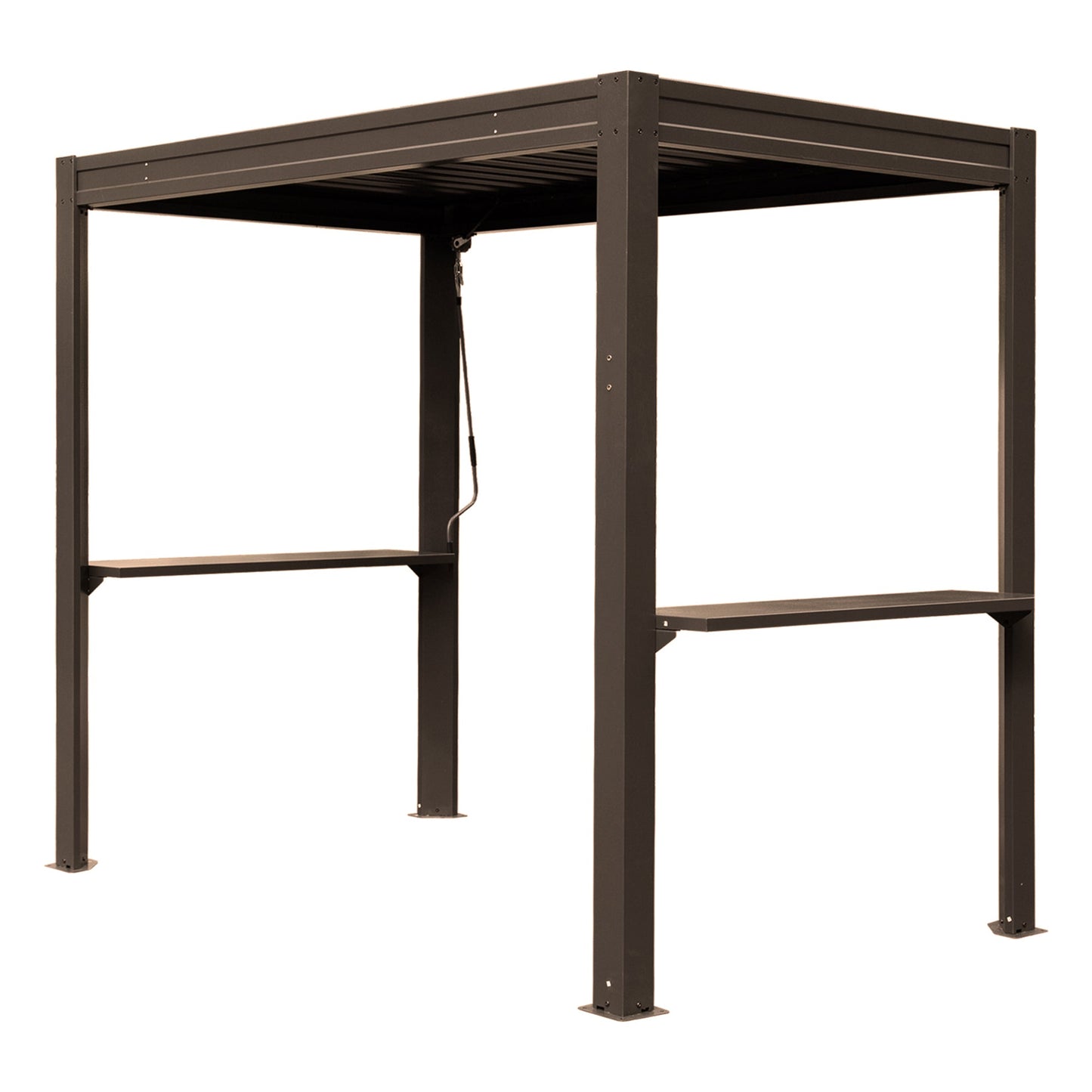 8x5 Ft Grill Louvered Pergola with Adjustable Roof and Built-in Gutter