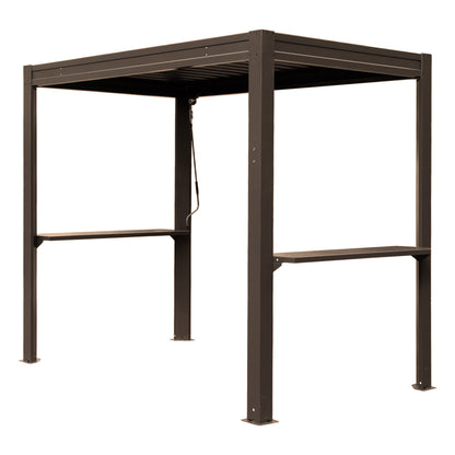 8x5 Ft Grill Louvered Pergola with Adjustable Roof and Built-in Gutter