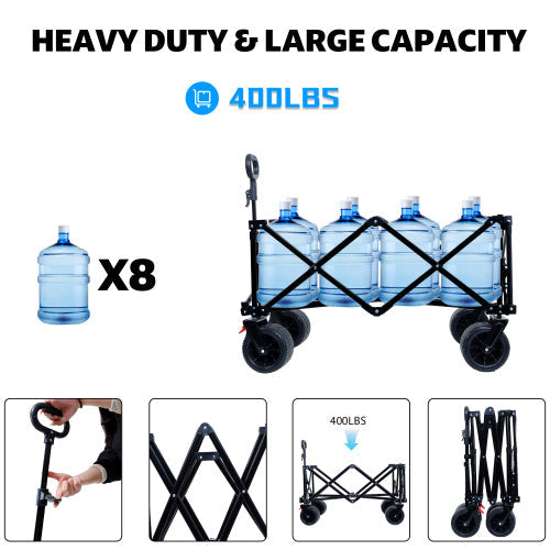 Foldable Wagon with Extended Tailgate and Large All-Terrain Wheels