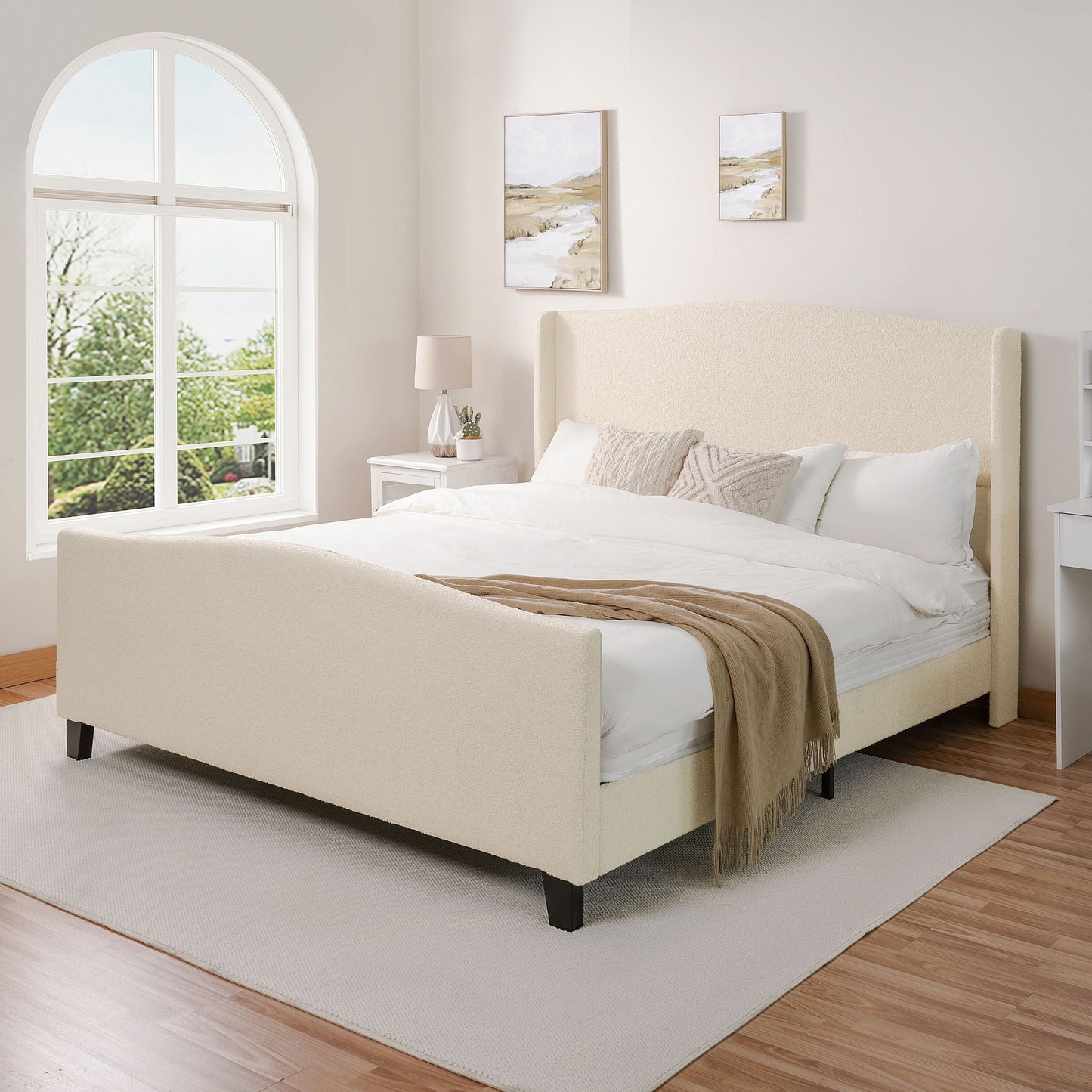 Platform Bed Frame With Tall Headboard And High Footboard