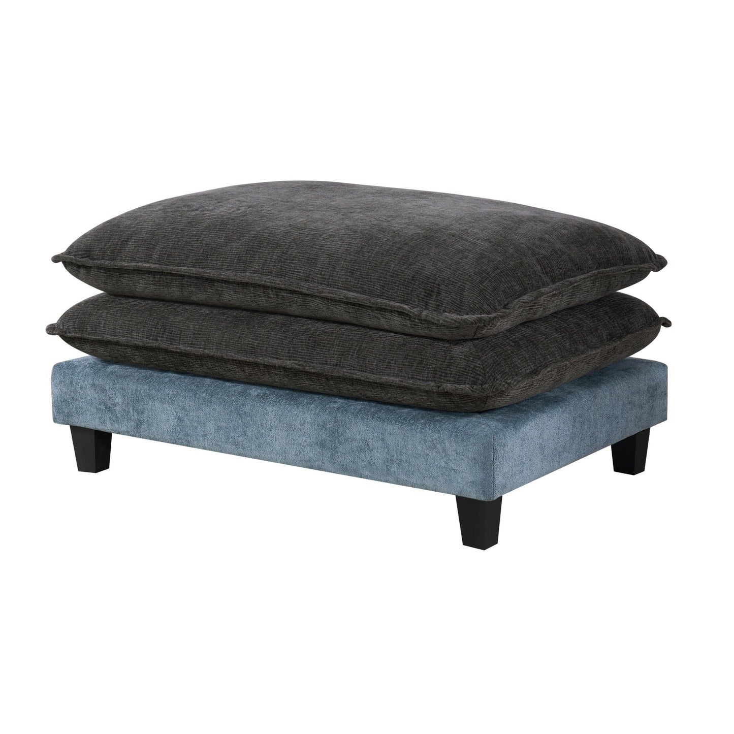 Sectional Sofa With Removable Ottomans, USB Ports, Cup Holders & Storage - Gray / Light Blue