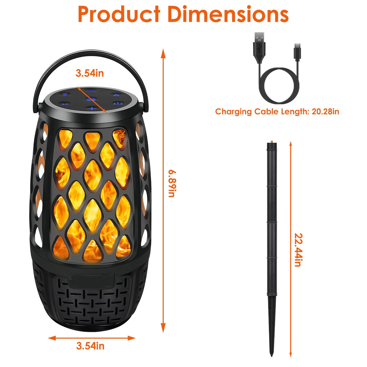 4-in-1 Wireless 5.3 Outdoor Speaker – IPX5, LED Flame, Sync