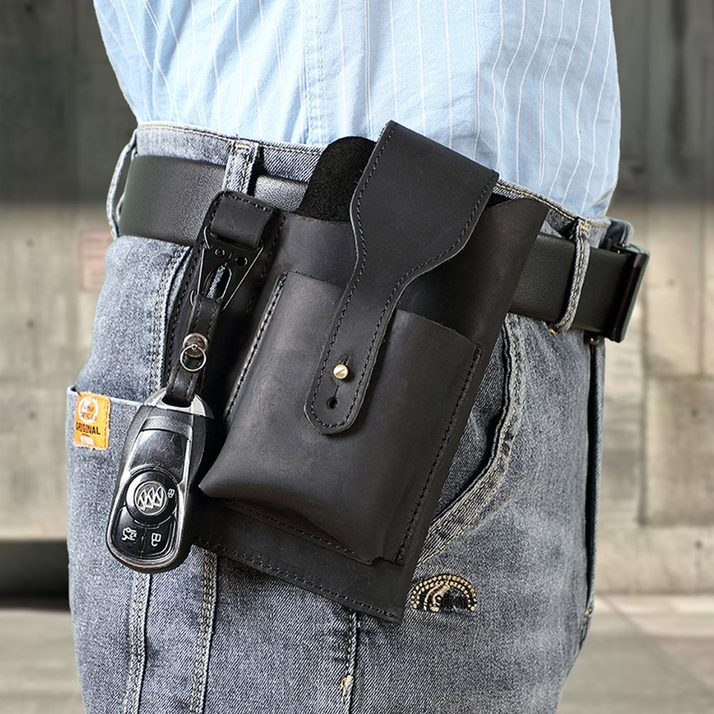 Genuine Leather Mens Cowhide Durable Work Belt-Powered Bag