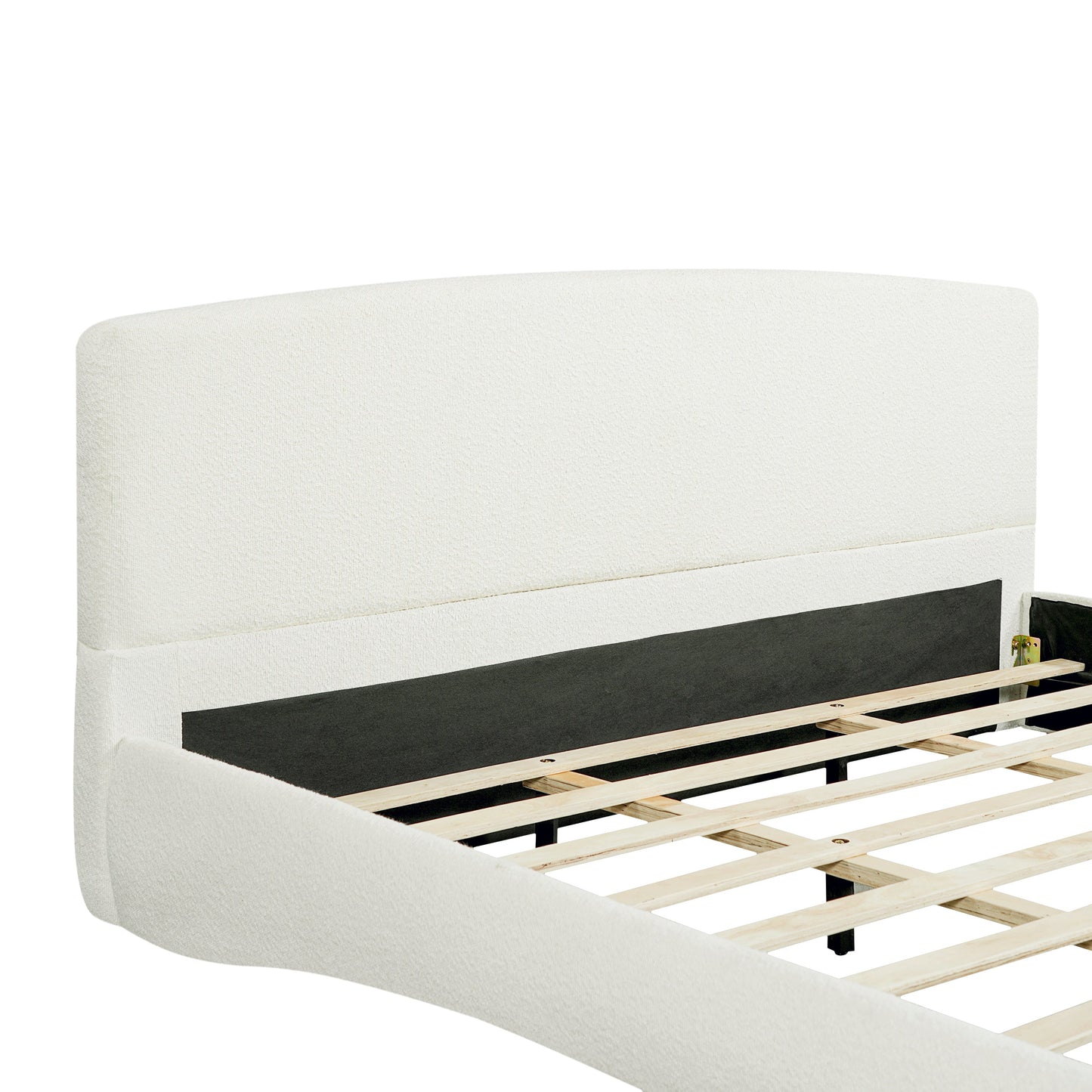Curved Upholstered Bed with Smart Ambient Lighting