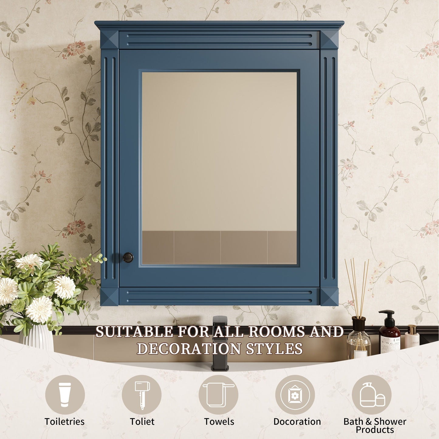 Wall Mounted Bathroom Storage Cabinet With Mirror, Medicine Cabinet With Height Adjustable Shelf