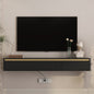 Floating TV Stand with LED Lights & Power Outlet