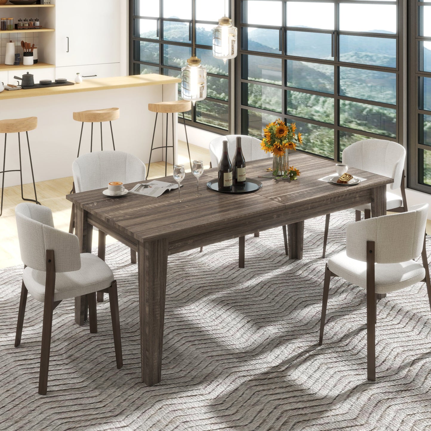 106.3 in Large Extendable Dining Table