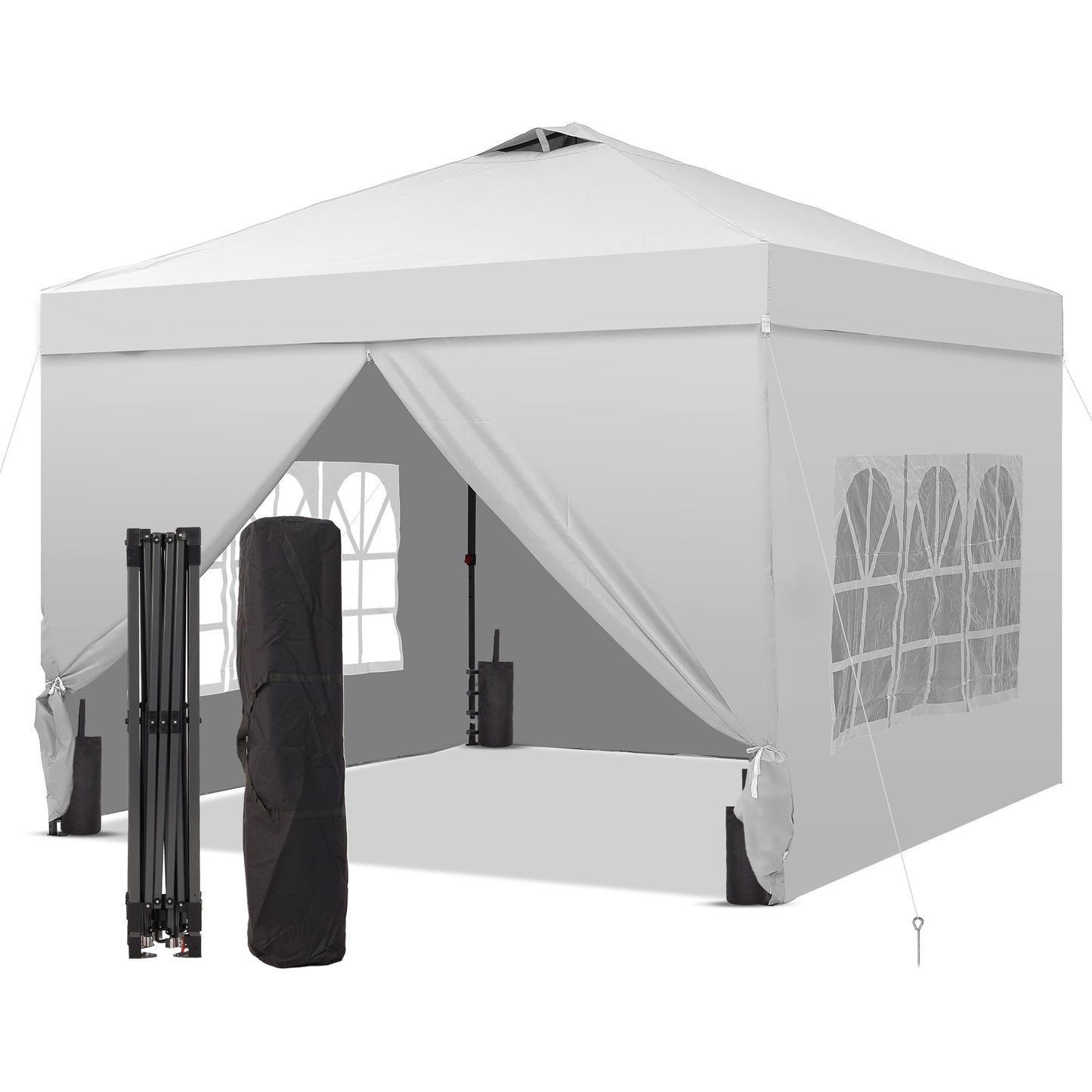 Ainfox 10x10 Pop up Canopy Tent with One Push Setup and Sidewalls,Instant Outdoor Shade Gazebos with Weighted Sandbags
