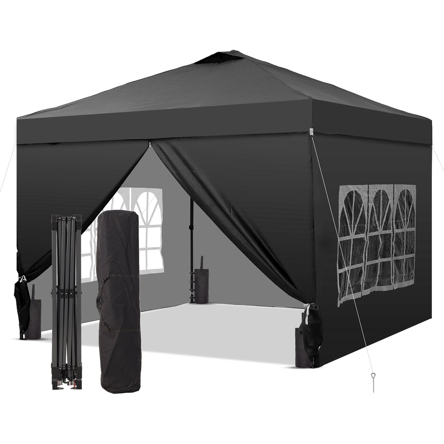 Ainfox 10x10 Pop up Canopy Tent with One Push Setup and Sidewalls,Instant Outdoor Shade Gazebos with Weighted Sandbags
