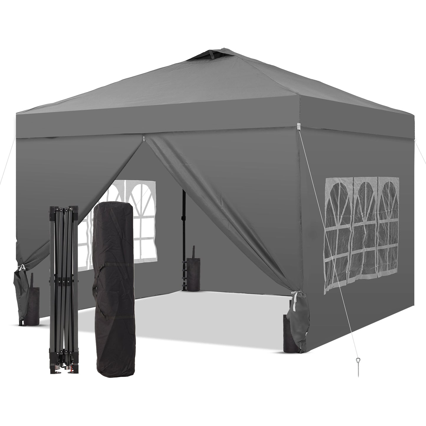Ainfox 10x10 Pop up Canopy Tent with One Push Setup and Sidewalls,Instant Outdoor Shade Gazebos with Weighted Sandbags