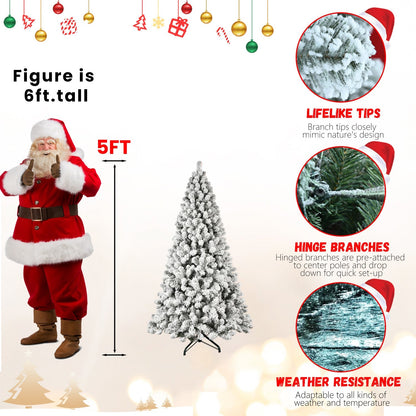 9-Foot Pre-Lit Snow-Flocked Christmas Tree