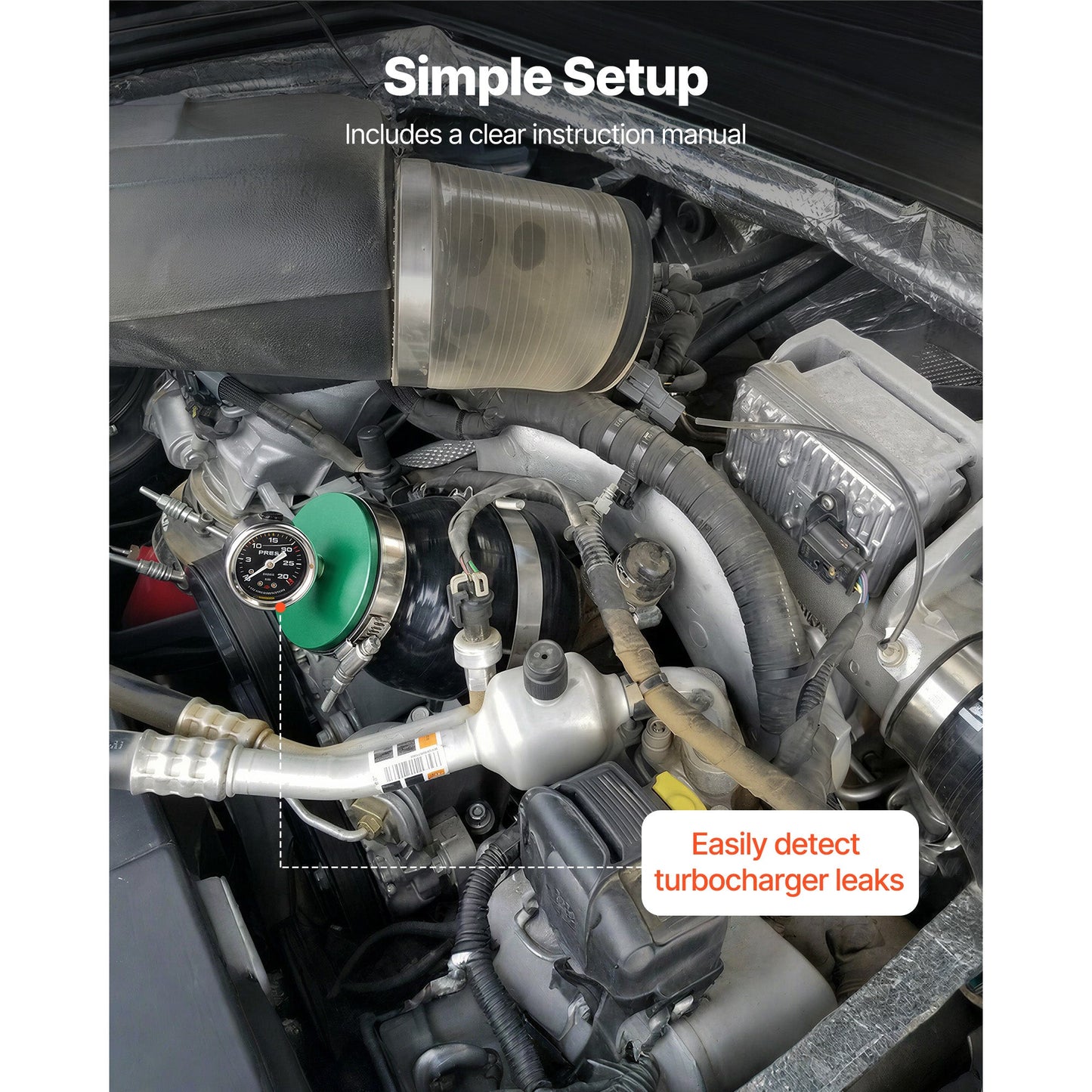 Turbo Boost Leak Tester with Aluminum End Cap and Pressure Gauge