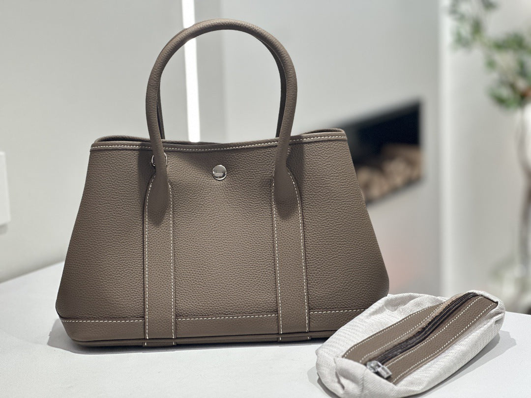 Foreign Trade Genuine Leather Women's Bag, Top Layer Cowhide Garden Bag 30cm, Genuine Leather Fashion Handbag, Large Capacity Commuter Tote Bag