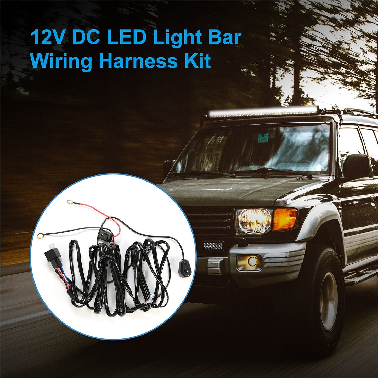 LED Light Bar Wiring Harness Kit 280W 12V 40A Power Relay Fuse On/Off Switch 10ft Length Universal Fitment Light Bar Accessories