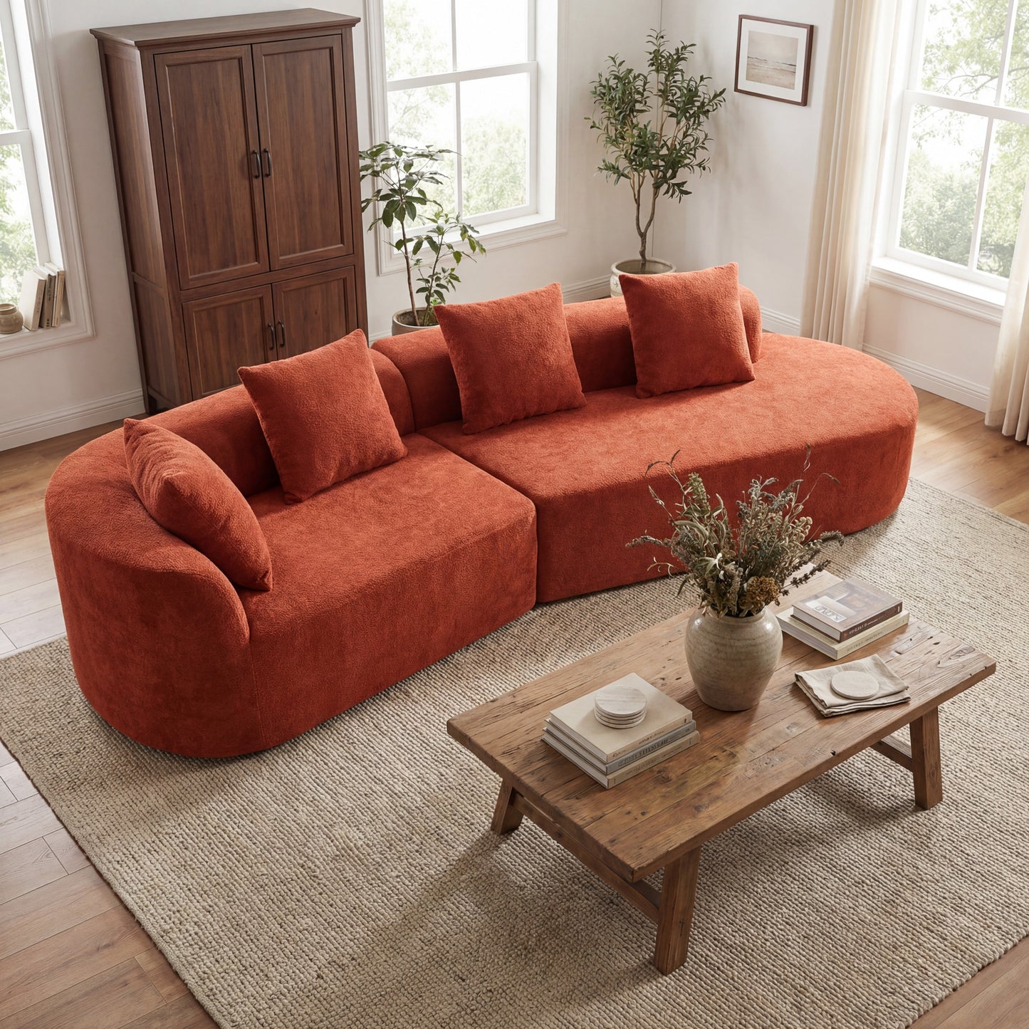 116" Modern Curved Sectional Sofa with High-Density Fully Compressed Sponge