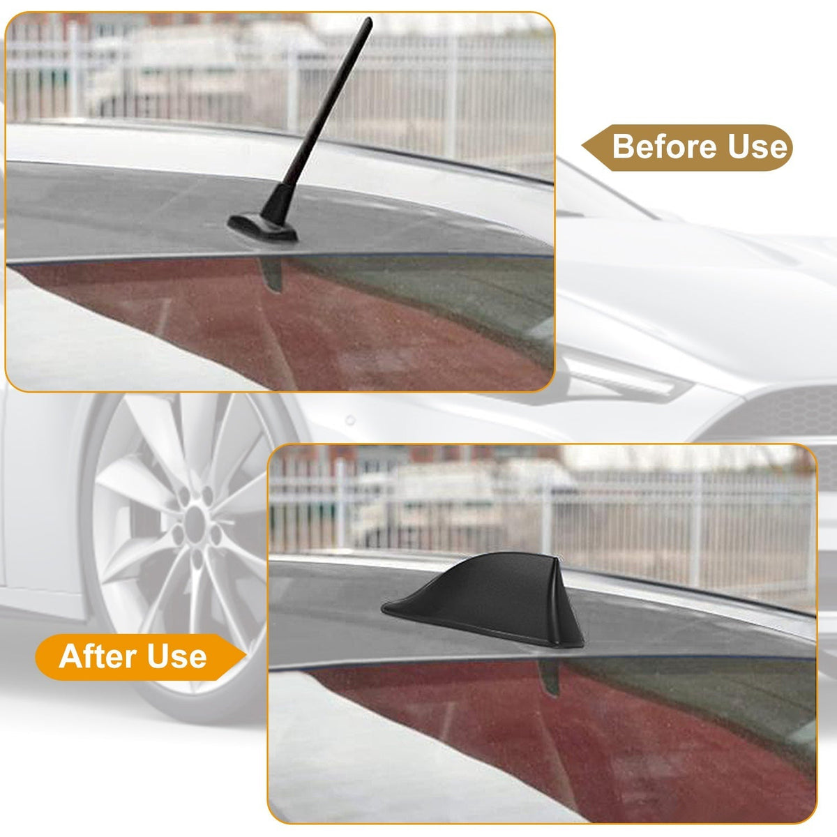 Car Shark Fin Antenna Cover Waterproof Signal Car Antenna Replacement w/ Adhesive Tape Base Fits for Universal Auto Cars Ford Van Truck Jeep SUV