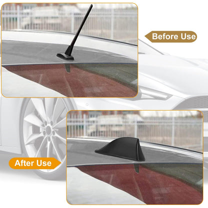 Car Shark Fin Antenna Cover Waterproof Signal Car Antenna Replacement w/ Adhesive Tape Base Fits for Universal Auto Cars Ford Van Truck Jeep SUV