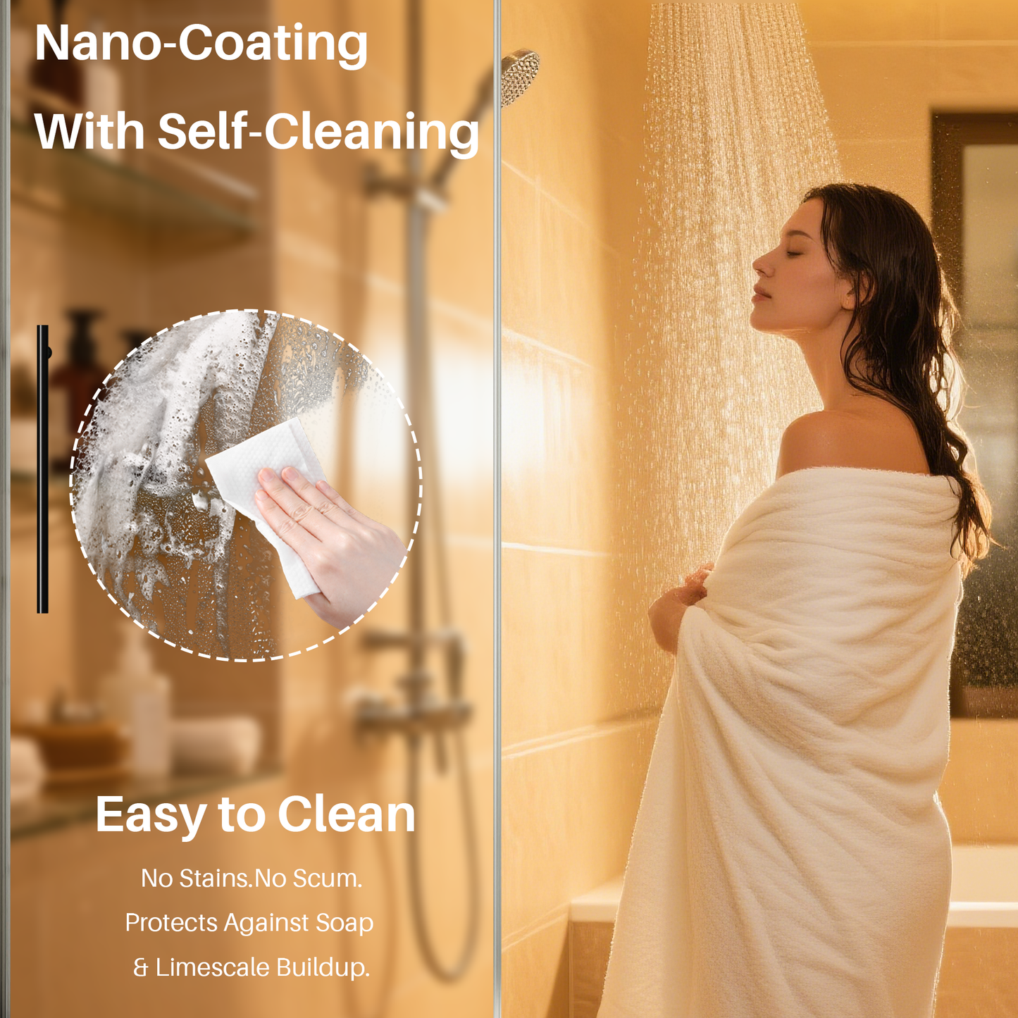 Frameless Sliding Shower Door, 44-48 in W x 75 in H