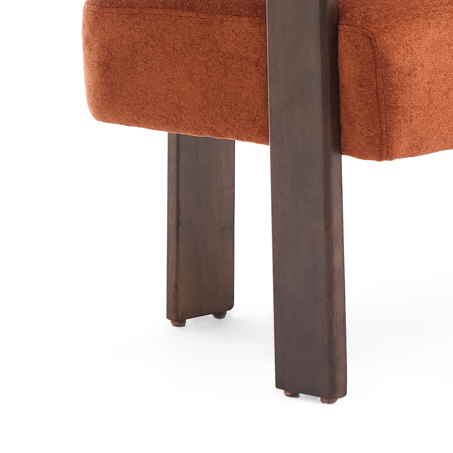 Round Armrest Loveseat (Dark Orange + Brown)