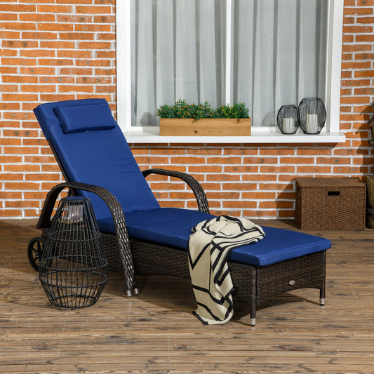 Outsunny Wicker Outdoor Chaise Lounge