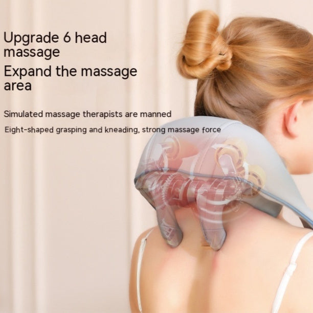 ZenRelief Slate Grey Trapezius & Neck Massager with Heat | Rechargeable Deep Tissue Shiatsu Back Massage for Cervical Pain Relief