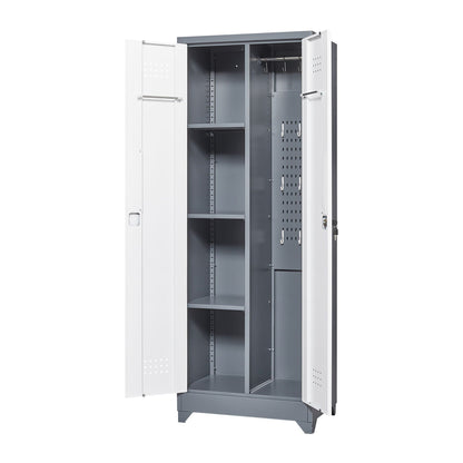 Lockers With Locking Doors, Adjustable Shelves, High Broom Tool Storage Cabinet