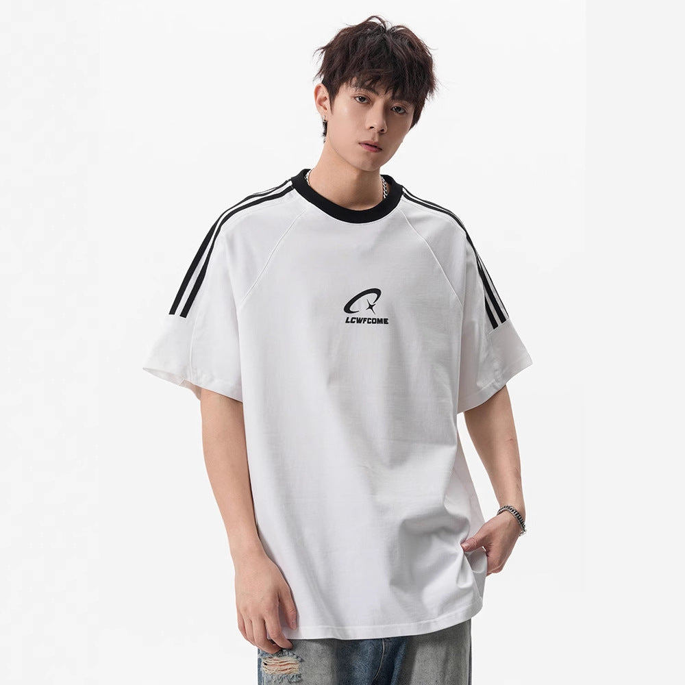 Couple's Heavy-Weight Preppy Style Half-Sleeve Top