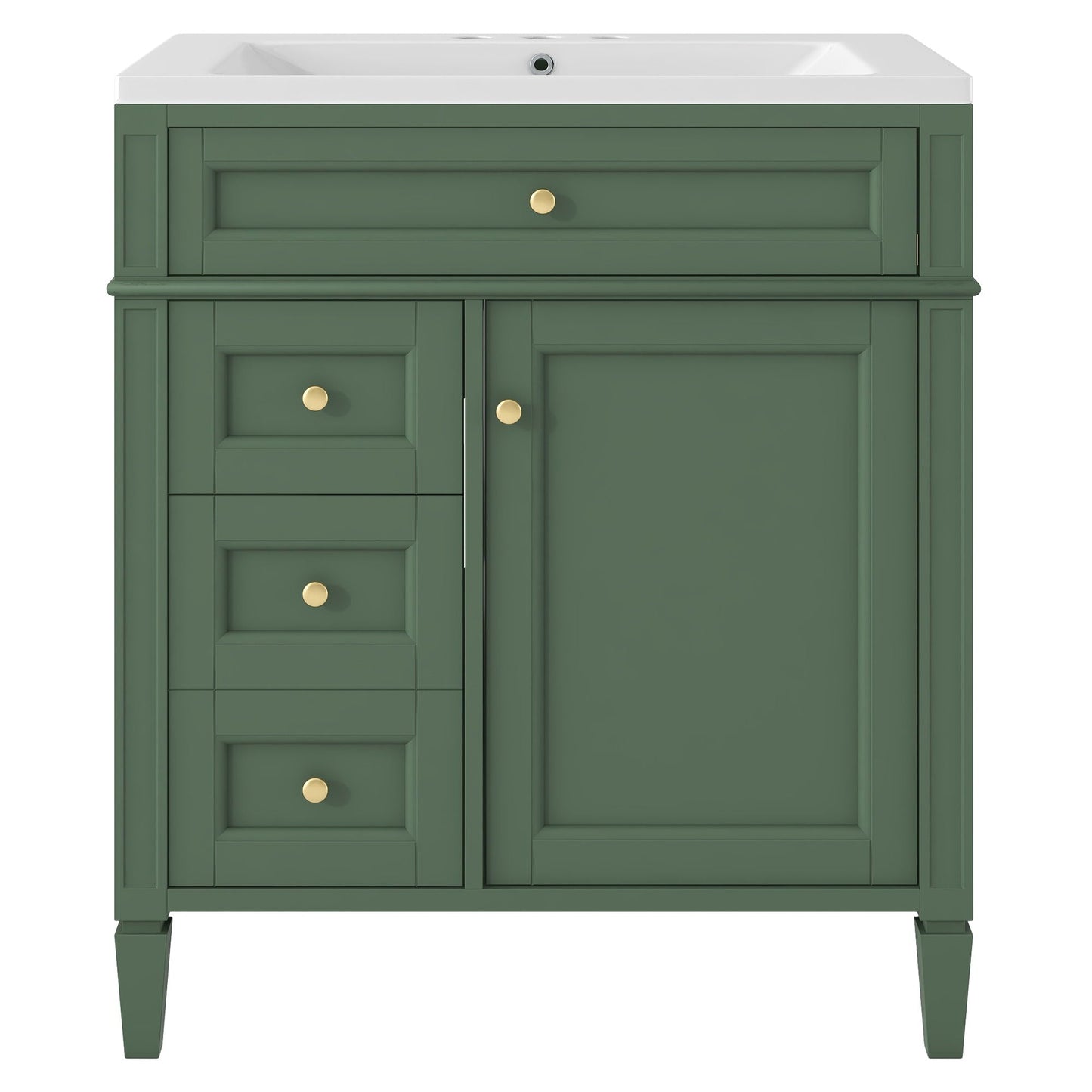 Bathroom Vanity With Medicine Cabinet, Royal Mirror Cabinet, Modern Bathroom Storage Cabinet With 2 Soft Closing Doors And 4 Drawers