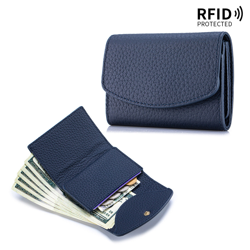 Japanese-style Short Wallet For Women Made From Top-layer Cowhide With A Premium Feel