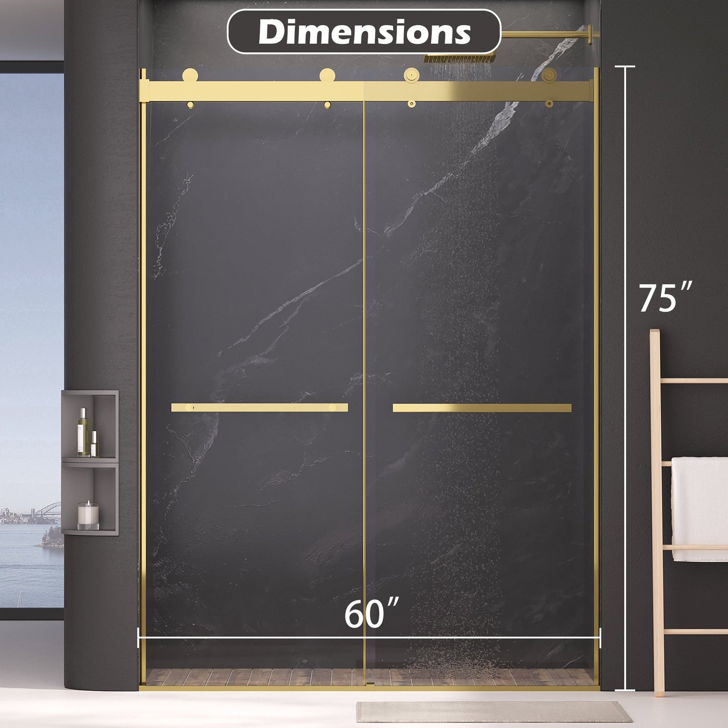 Dual Sliding Frameless Shower Door 56-60 in W x 75 in H