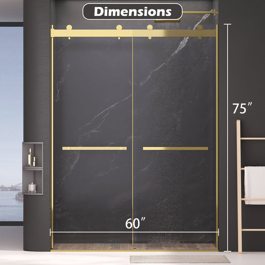 Dual Sliding Frameless Shower Door 56-60 in W x 75 in H