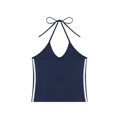 Loki & Ivy Women's Color Block Halter Crop Tank Top