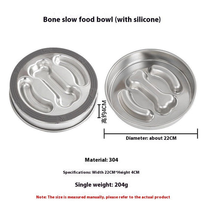 Non-slip Anti-choke 304 Stainless Steel Pet Slow Feeding Bowl