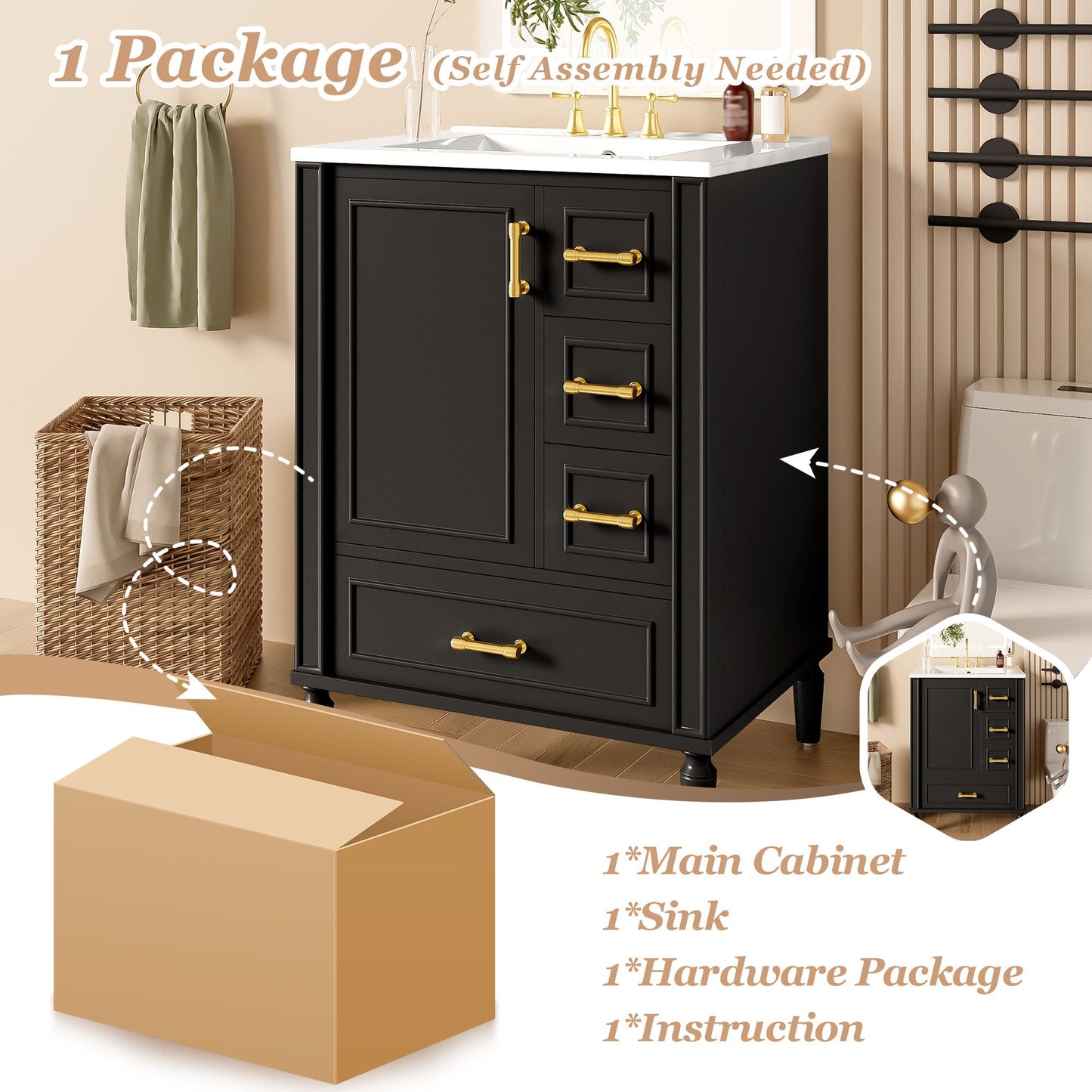 Traditional Bathroom Vanity Set With Soft Close Doors