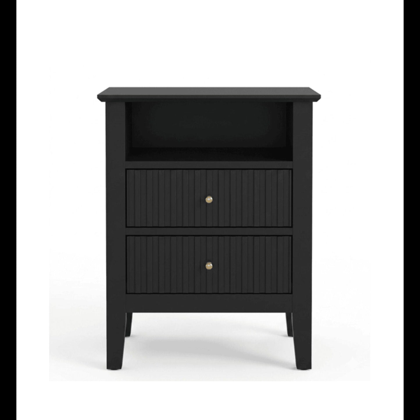 Fluted Nightstand With 2 Drawers