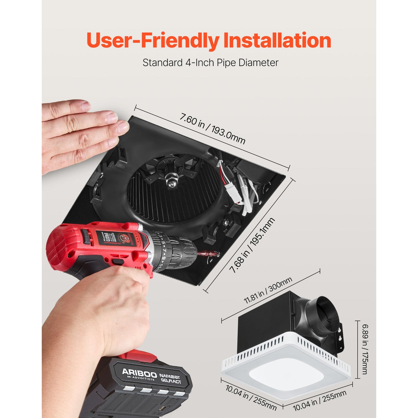 Bathroom Exhaust Fan with Seven Colors RGB Lights and Low Noise
