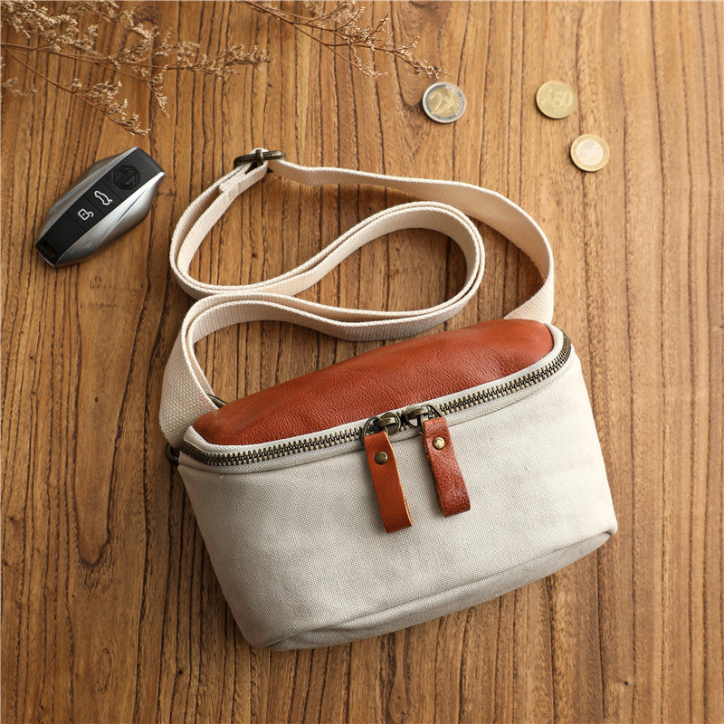 Minimalist Niche Artistic Street-Style Vintage Pure Cotton Canvas Crossbody Bag