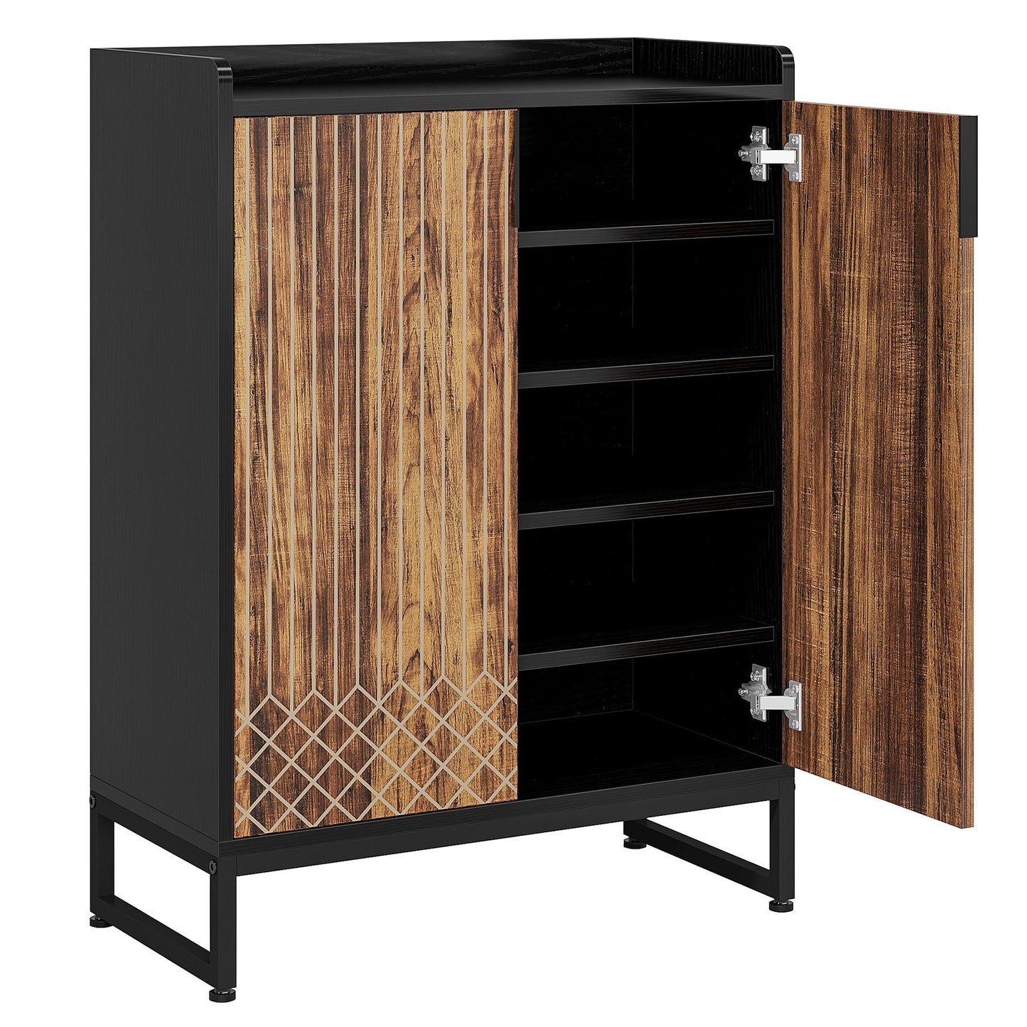 5 Tier Shoe Cabinet With Doors, Compact Entryway Storage Organizer