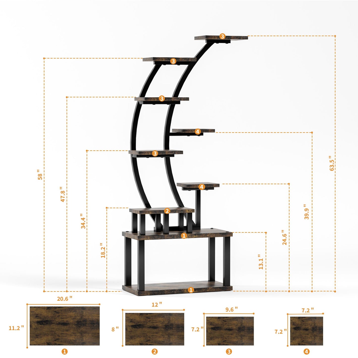 9 Tiered Indoor Plant Stand With 5 Adjustable Grow Lights