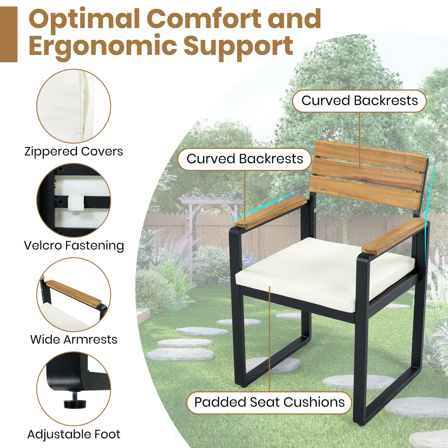 6-Piece Outdoor Dining Set with Acacia Wood