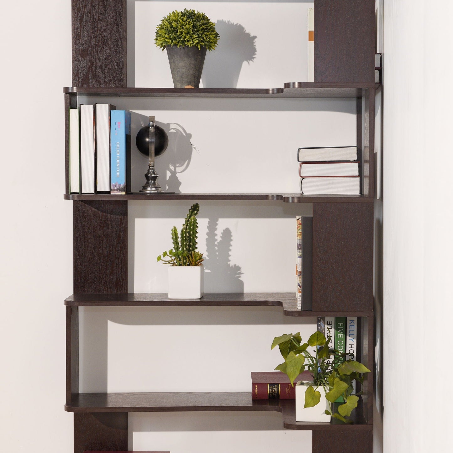 Ox Blood - Red 90Cm L-Shaped Freestanding Corner Bookshelf With Anti Tip Safety, Storage Cabinet For Living Room - Ox Blood Red