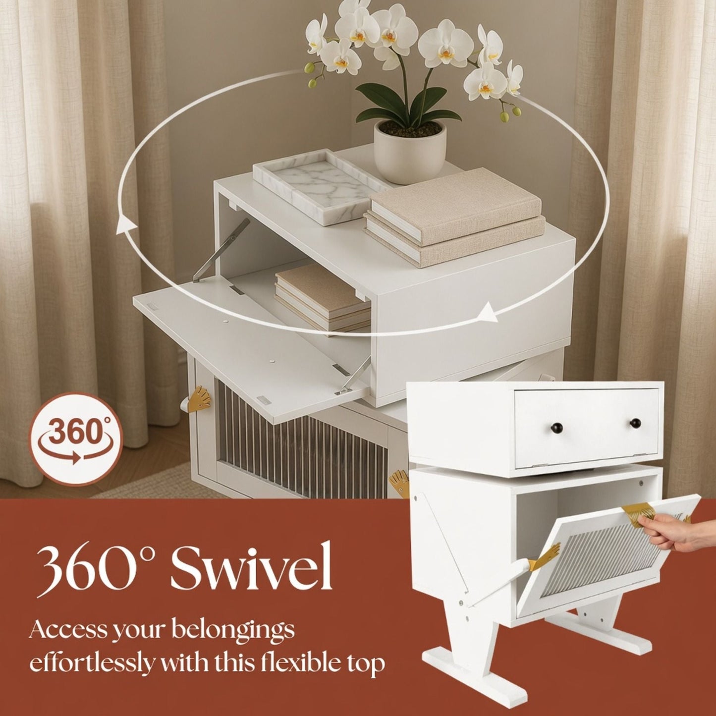 Robot LED Nightstand With 360° Rotating Drawer