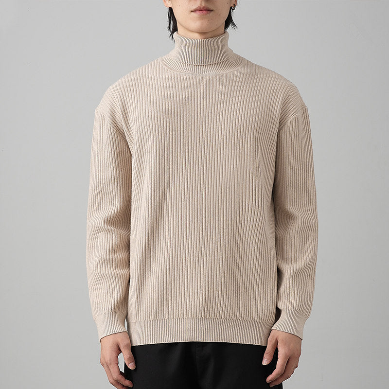 Autumn Winter Solid Color Loose Fit Thick Warm Inner Knit Base Layer