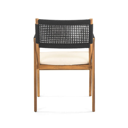 Outdoor 7 Pieces Patio Slat Design Acacia Upholstered Dining Set
