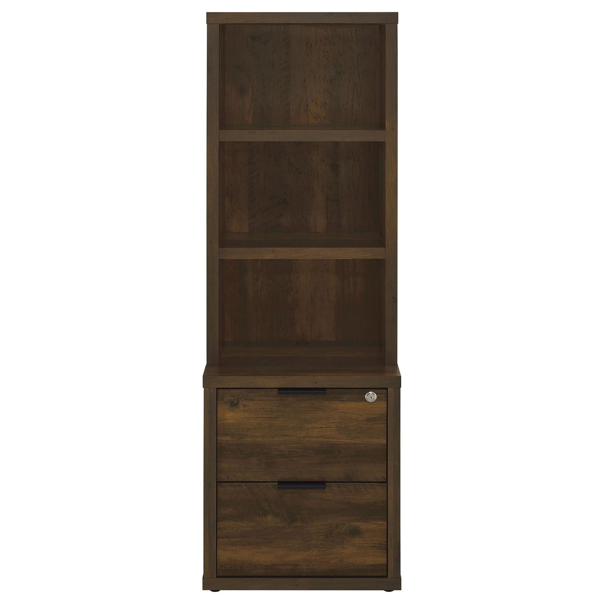 Westpark 3-shelf Bookcase USB and Lockable Drawer Dark Pine